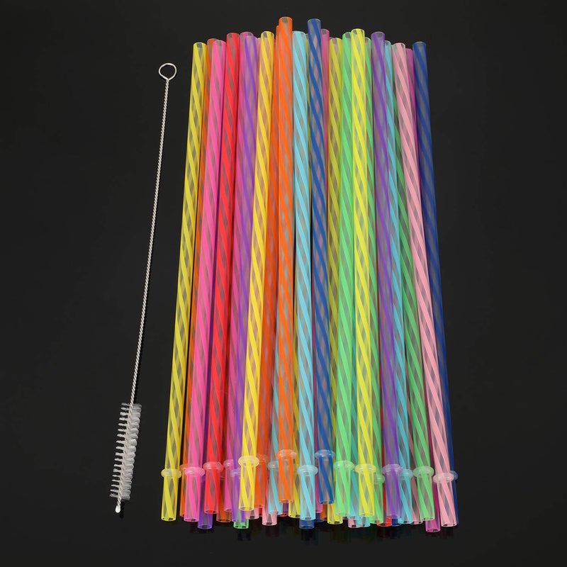 Jovitec 50 Pcs Reusable Plastic Straws with Brush 11 Inch Long Hard Plastic Straws Dishwasher Safe 10 Color Clear Replacement Drinking for 16 oz-32 oz Tumblers Cup Mason Jars Milkshakes Smoothies - Image 2